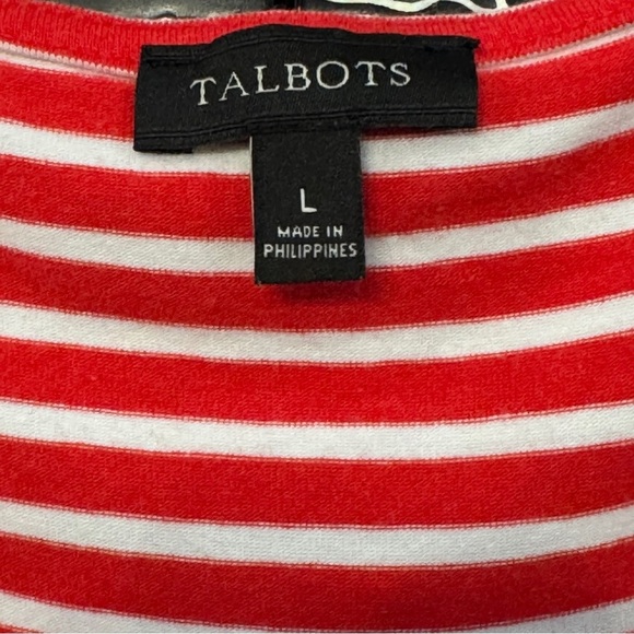 Talbots Red White Striped Maxi Dress Large L Sleeveless Belted Nautical - Picture 3 of 4